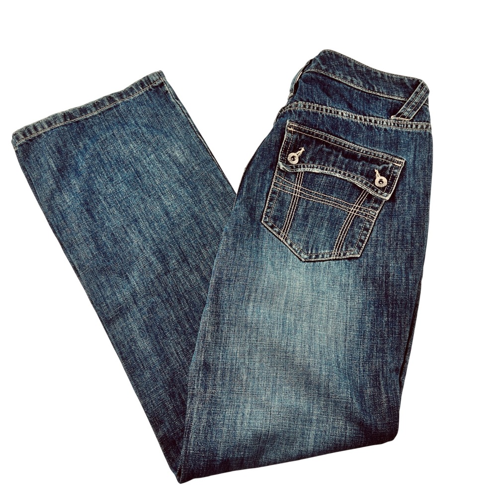 Tommy Hilfiger Denim High Rise Flare 32" x 31" Flap Pocket Zip Y2K Casual Blue